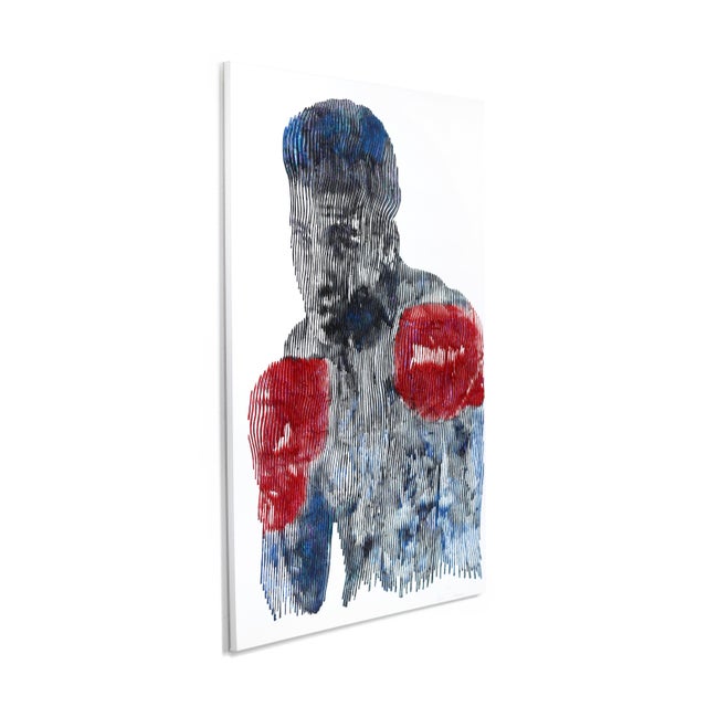 2020s Muhammad Ali the King of the Ring - Abstract Figurative 3d Textural Painting Original Artwork by Virginie Schroeder For Sale - Image 5 of 8