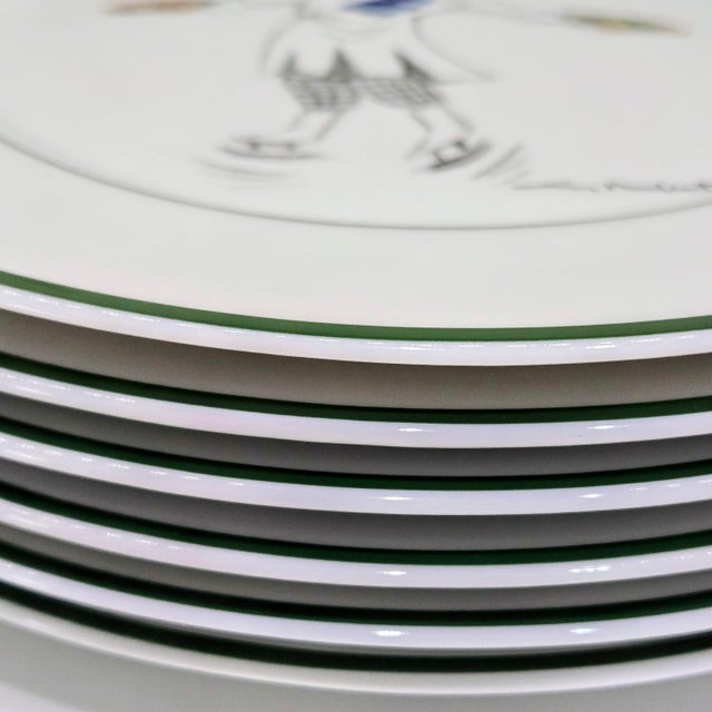 French Vintage Guy Buffet Skating Chefs German Porcelain Dessert Plates, Set of 6 For Sale - Image 3 of 15