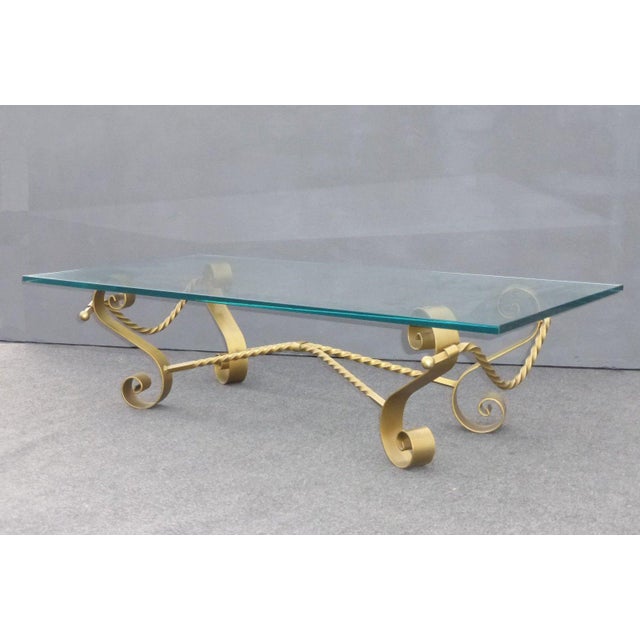 Vintage Spanish Revival Gilt Wrought Iron & Glass Coffee Table Chairish