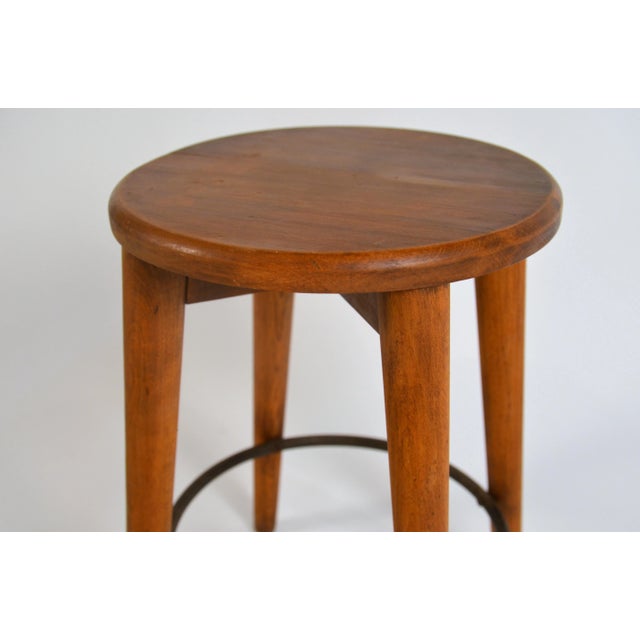 Brown Patinated Oak Stool in the Style of Les Artisans De Marolles For Sale - Image 8 of 11