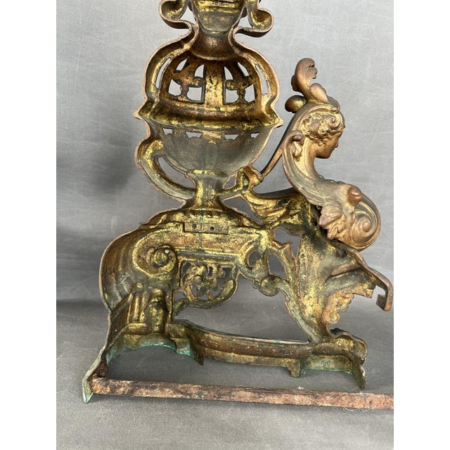 Pair of andirons from the 19th century, (originals from the period). Made in France around 1860 and constructed of bronze,...