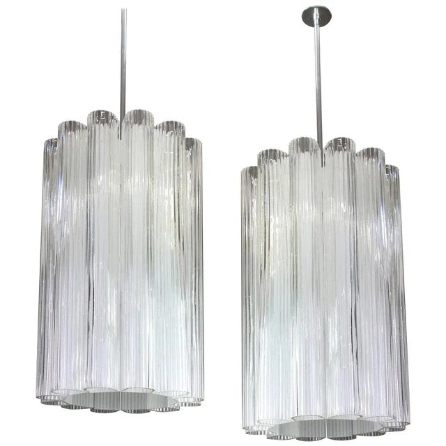 Cylindrical Crystal Glass Pendant Fixture by Doria, Germany, 1960s For Sale - Image 6 of 6