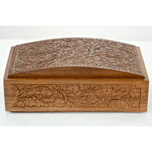 1950s Domed Shesham Carved Wood Box For Sale - Image 9 of 9