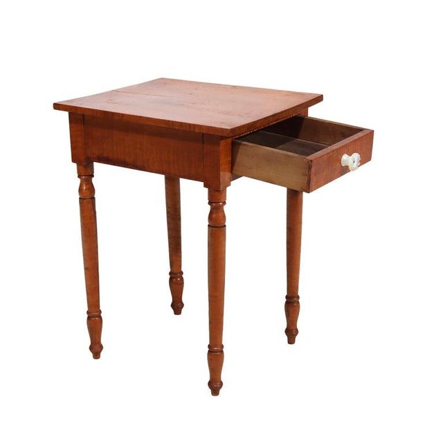 Sheraton Tiger Maple Single Drawer Stand With Opalescent Glass Knob C1840 For Sale - Image 12 of 12