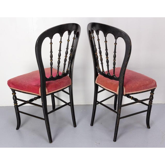 Wood Set of Late 19th Century Napoleon III French Fabric and Painted Wood Chairs For Sale - Image 7 of 14