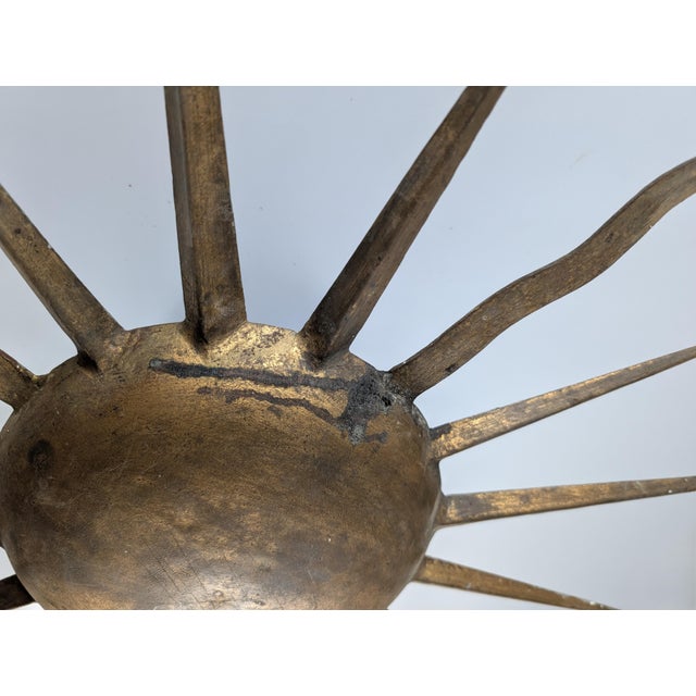 Gold Mid-Century Gilt Metal Sunburst Flush Mount, 1960s For Sale - Image 8 of 9