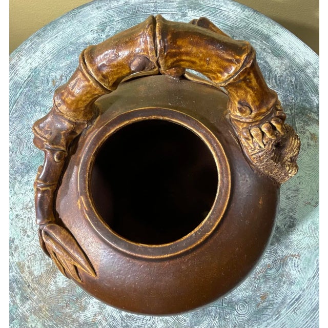 Vintage Hand Painted and Glazed Ceramic Artistic Jar For Sale - Image 11 of 12