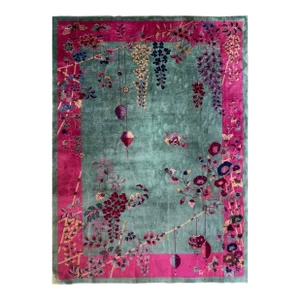 Antique Art Deco Chinese Oriental Carpet, 8'8" X 11'7"