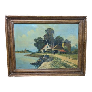 Late 19th Century Dutch Countryside Painting by A. Burla For Sale