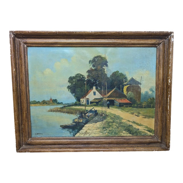 Late 19th Century Dutch Countryside Painting by A. Burla For Sale