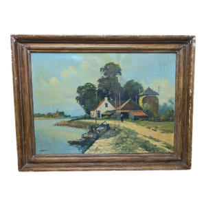 Late 19th Century Dutch Countryside Painting by A. Burla