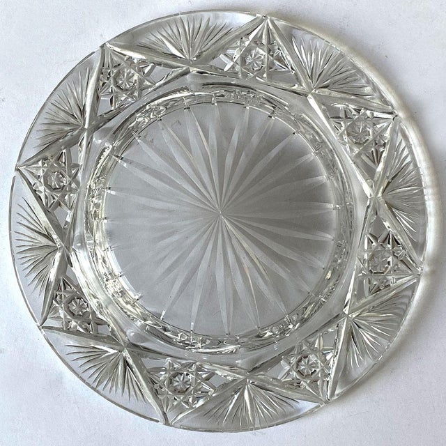 American Brilliant Cut Glass Cornflower Covered Jar and Underplate For Sale - Image 4 of 10