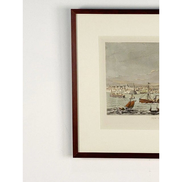 Vintage Hand-Colored Nautical Engraving, Circa 1920, "New York in 1850" For Sale - Image 4 of 6