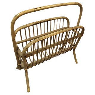 Rattan Magazine Rack, 1960s For Sale