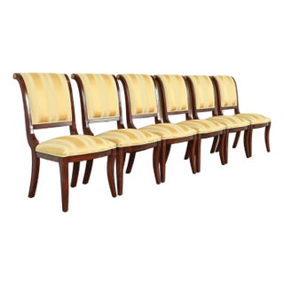 Baker Furniture Style Regency Carved Mahogany Dining Chairs, Set of Six For Sale
