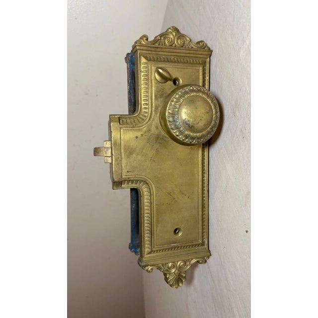 Up for sale is a large antique ornate industrial bronze door handle set made by Sargent in the late 19th century. The...