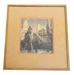P Jouve, Angkor Vat, Lithograph, 20th Century, Framed