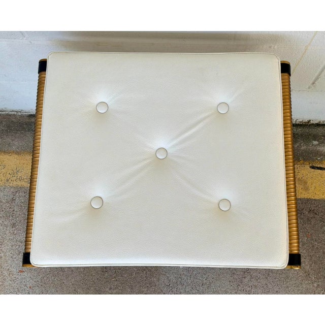 Revelation Modern Ivory Tufted Leather X Marks the Spot Bench For Sale - Image 4 of 5