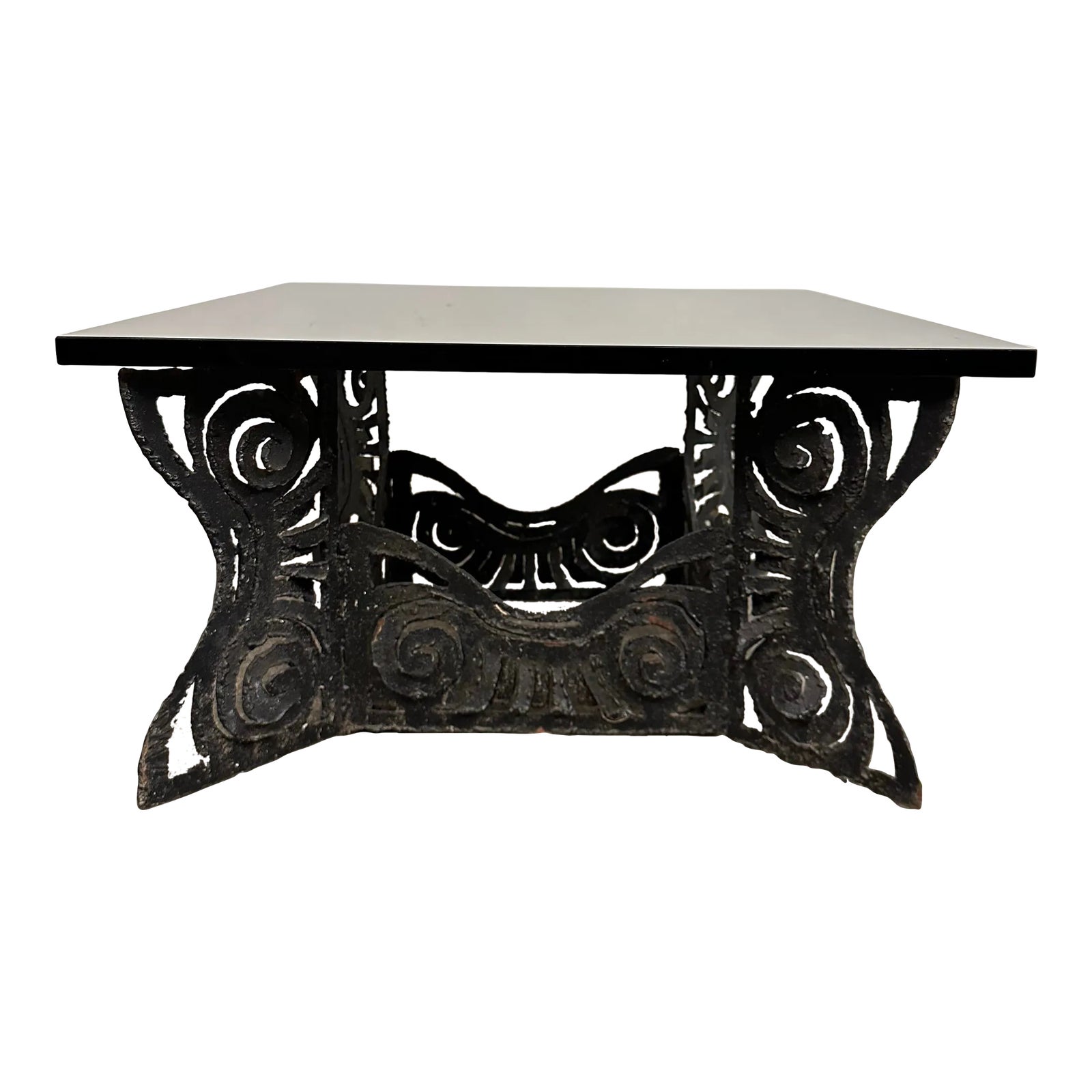 Brutalist Whimsical Torch Cut Side Table Smoked Glass Sculpted Metal ...