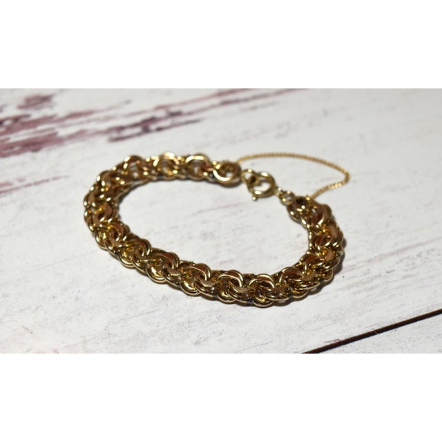 Traditional Vintage Heavy Gold Filled Chain Charm Bracelet For Sale - Image 3 of 15