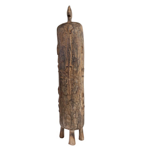 Superb and unique hand-carved wooden box from the Dogon tribe of Mali, featuring a double-door design traditionally used...