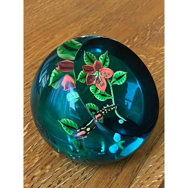 1980s William Manson Caithness Aqua Glass Paperweight (Scotland) For Sale - Image 5 of 12