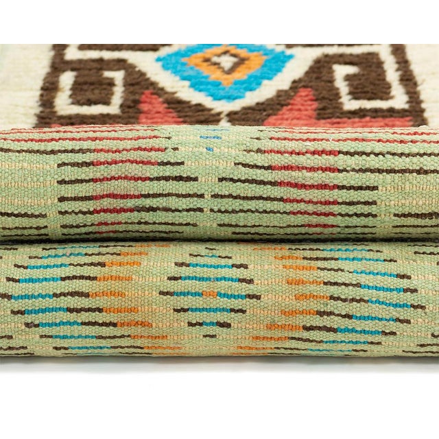 Textile Tribal Diamond Hand-Knotted Moroccan Wool Runner | 10'8" X 2'1" | One of a Kind For Sale - Image 7 of 9