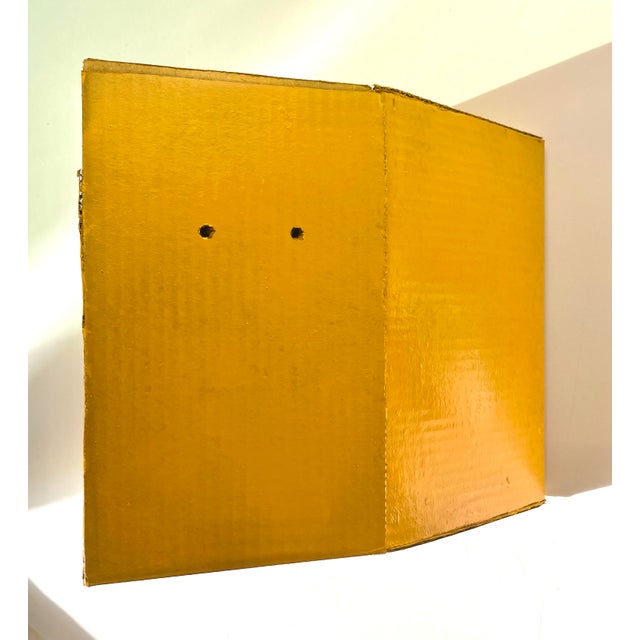 Yellow Cardboard Wall Sculpture in Yellow-Orange For Sale - Image 8 of 8