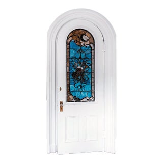 Arched Door With Stained and Leaded Glass For Sale