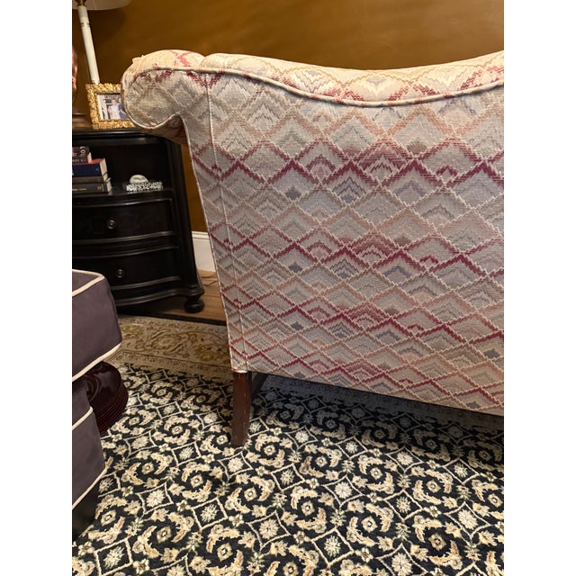 1980s Key City Flame Stitch Camelback Sofa / Long Settee For Sale - Image 11 of 13