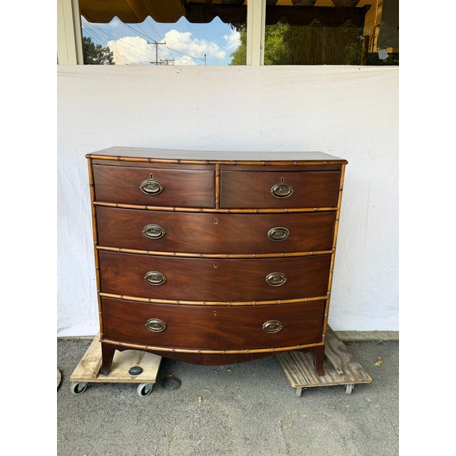 English 19th Century English Bowfront Chest of Drawers For Sale - Image 3 of 14
