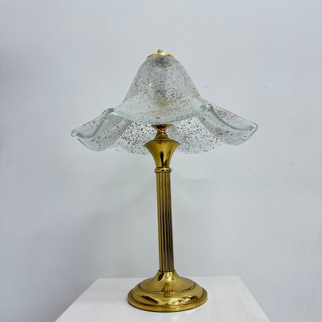 Mid-Century Glass Table Lamp with Golden Flakes, 1970s For Sale - Image 18 of 18
