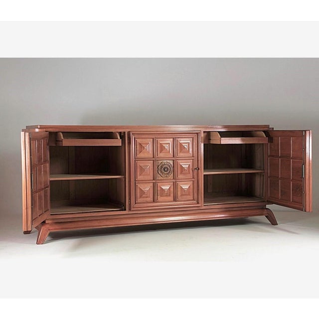 Large Brutalist French Sideboard with Carved Panels, 1940s For Sale - Image 15 of 16