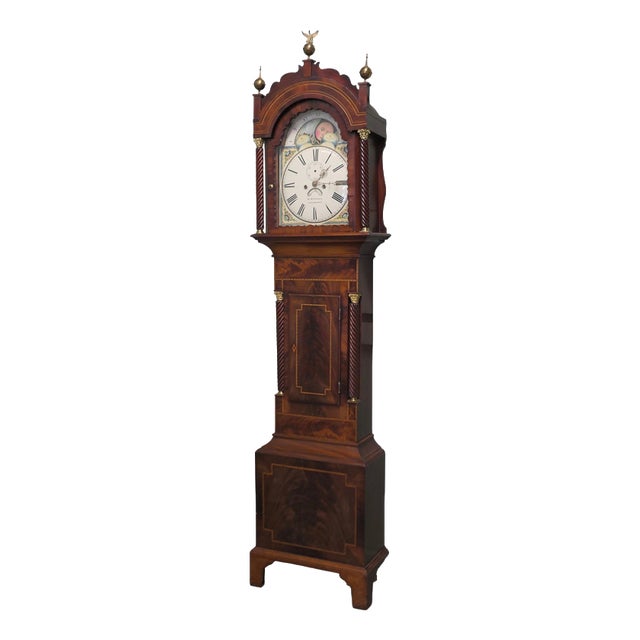 Tall Mahogany Long Case Clock by D. Williams of Crickhowell, 1800s For Sale