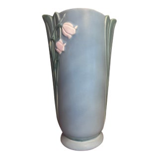 Vintage Weller Art Pottery B-11 Lily of the Valley Blue 12" For Sale