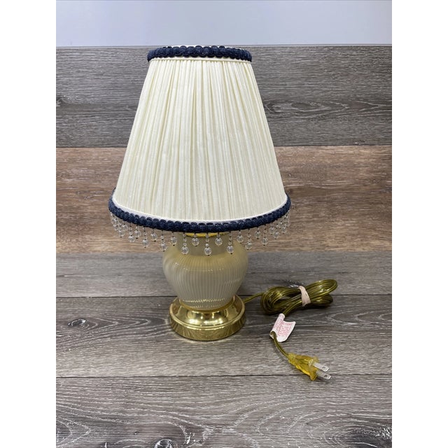 Vintage Mid-Century Modern Porcelain & Brass Table Lamp For Sale In Houston - Image 6 of 6