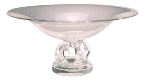 Steuben Scrolled Footed Tazza Pedestal Glass Bowl Mid Century Modern