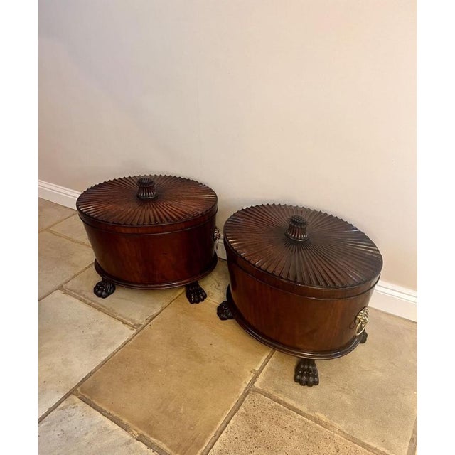 Early 19th Century Antique George III Mahogany Wine Coolers, 1800s, Set of 2 For Sale - Image 5 of 18