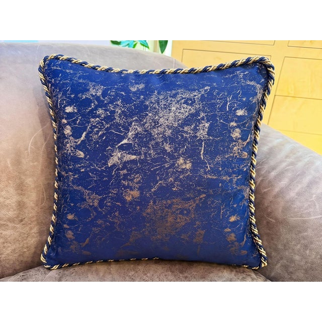 Contemporary Abstract Cushion Cover With Twisted Rope Trim For Sale - Image 3 of 11