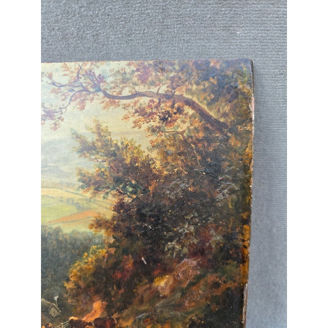 Late 19th Century Rural Landscape Painting on Wood For Sale In Los Angeles - Image 6 of 7