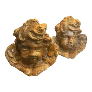 Set of Two 1930s Baroque Style Stone Sicilian Angels