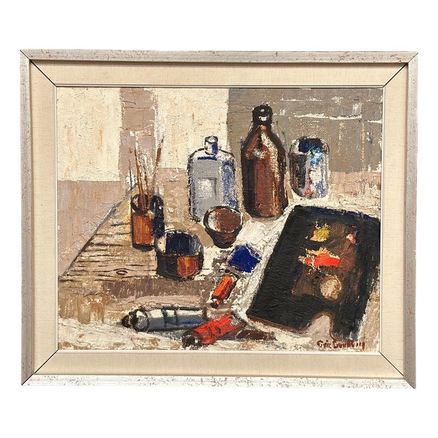 Eric Lundberg, The Work Table Atelier, 1960s, Oil on Canvas For Sale
