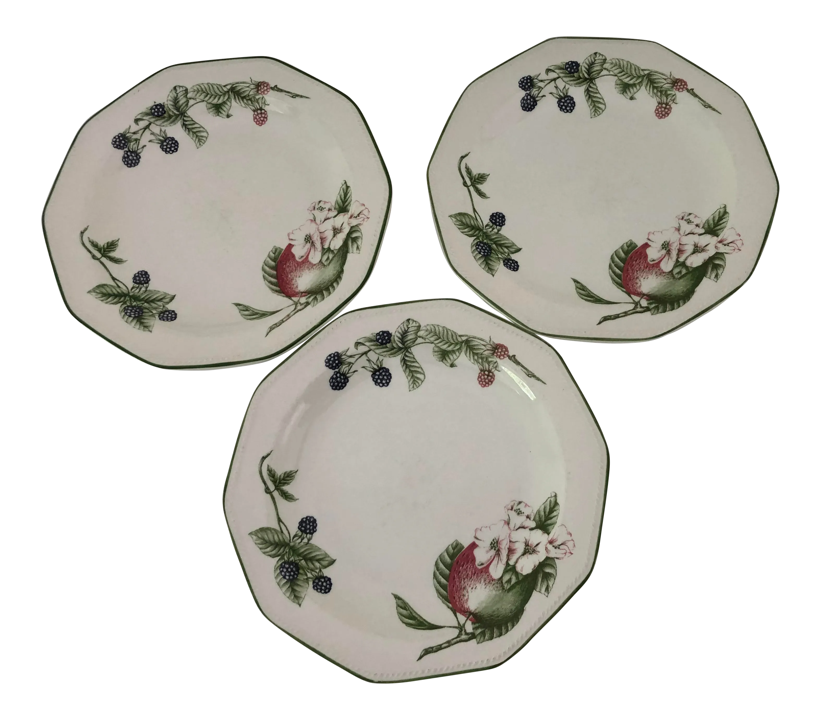 Modern Churchill Victorian Orchard Set of 3 Dinner Plates | Chairish