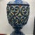 Mid-Century Modern Blue Ceramic Openwork Tabletop Lamp With Top and Bottom Light Sources For Sale - Image 3 of 11