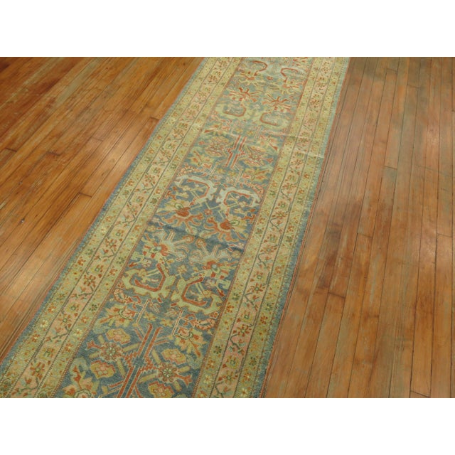 Antique Zabihi Collection Long Blue Persian Malayer Runner - 2'5" x 18'1" For Sale - Image 4 of 12