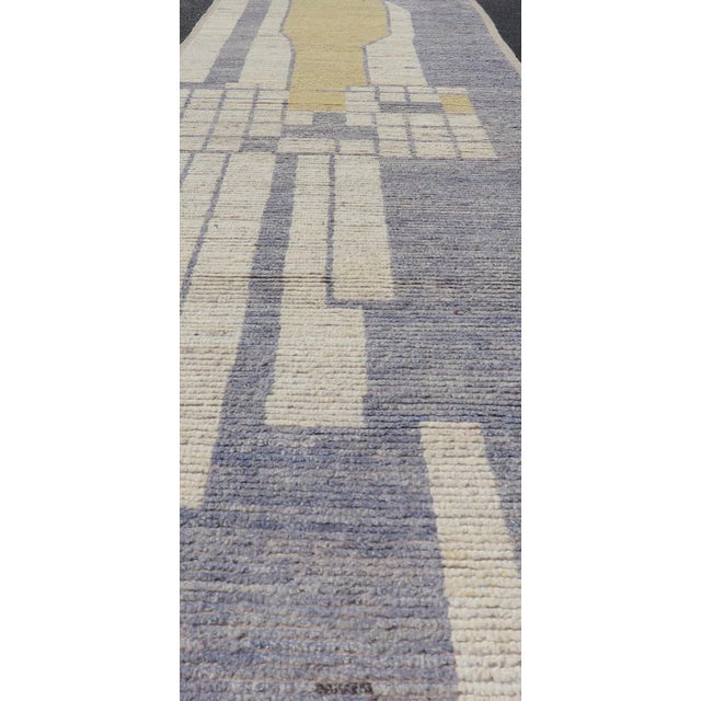 All-Over Modern Design on Cream Background With Lavender and Soft Yellow Design 3'2 X 13'0 For Sale - Image 4 of 10