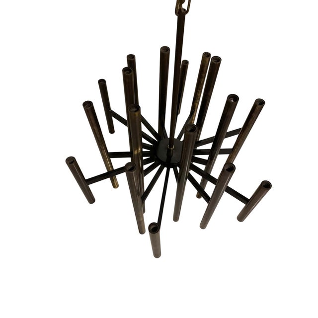 Vintage Lightolier Brass 36 Light Chandelier by Gaetano Sciolari For Sale - Image 14 of 14