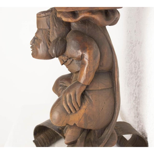 Gargoyle Table Lamp in Wood & Wrough Iron attributed to J M Rothschild, France, 1960s For Sale - Image 10 of 18