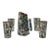 1960s Mexican Abalone Inlay Alpaca Silver Pitcher & 4 Tumblers Barware Set For Sale