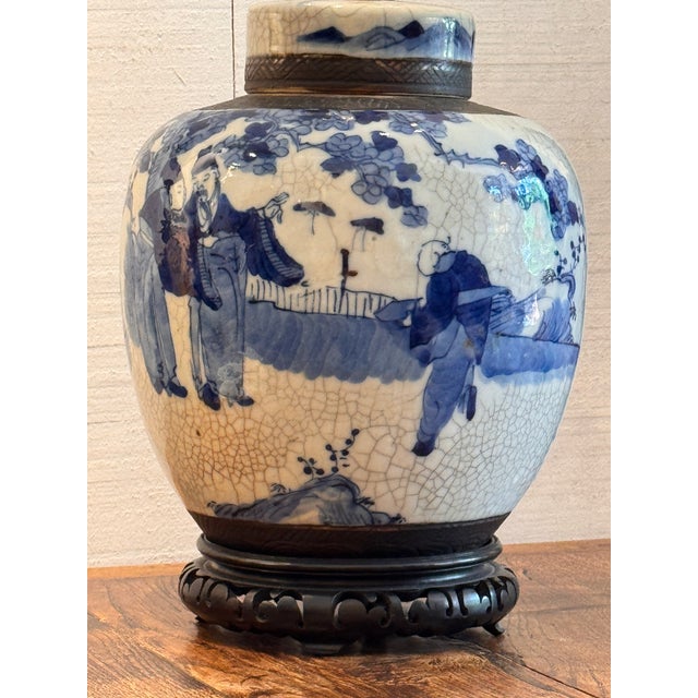 Mid 20th Century Blue and White Chinese Ginger Jar Lamp For Sale - Image 6 of 10